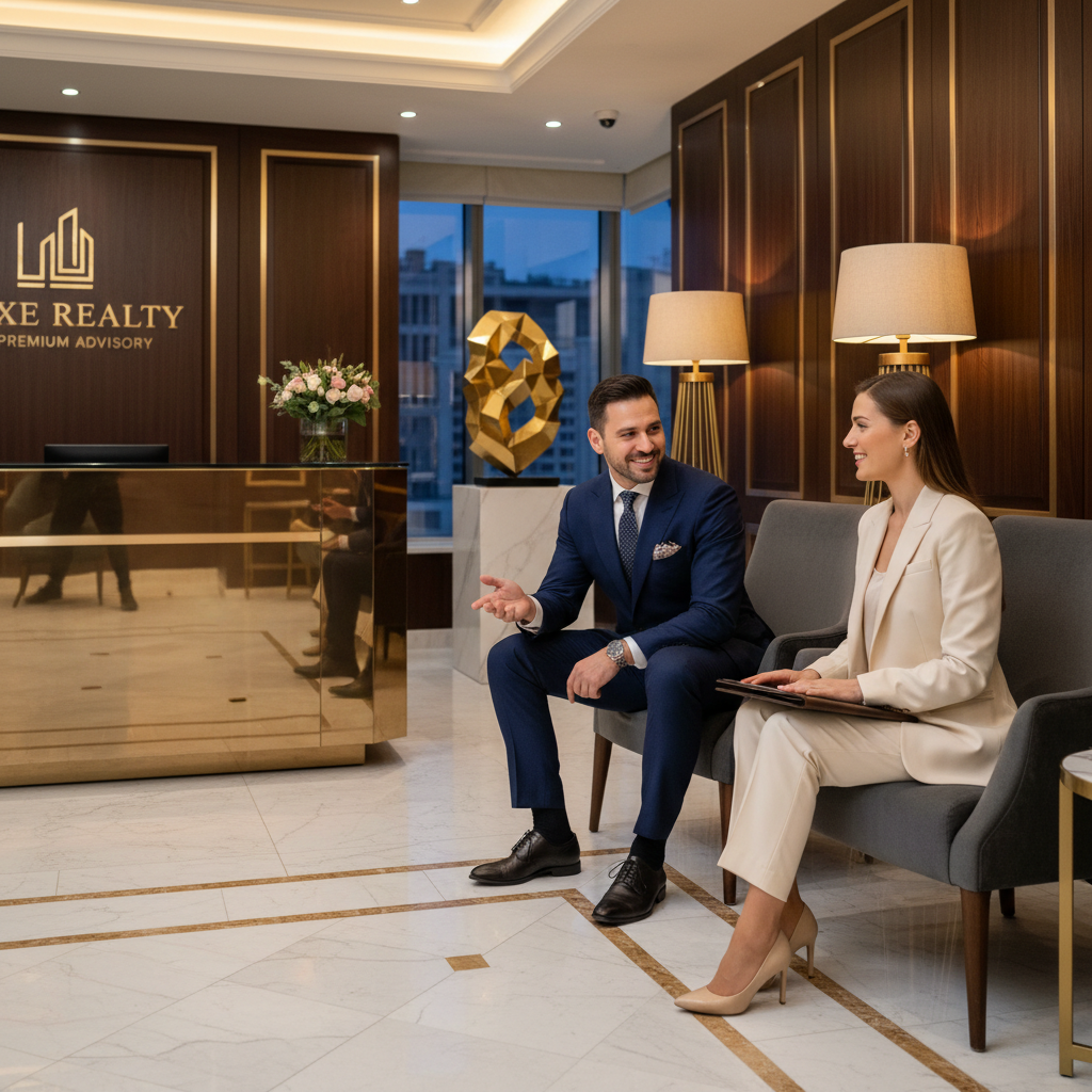 MADAR Properties professional customer support consultation in a modern luxury office